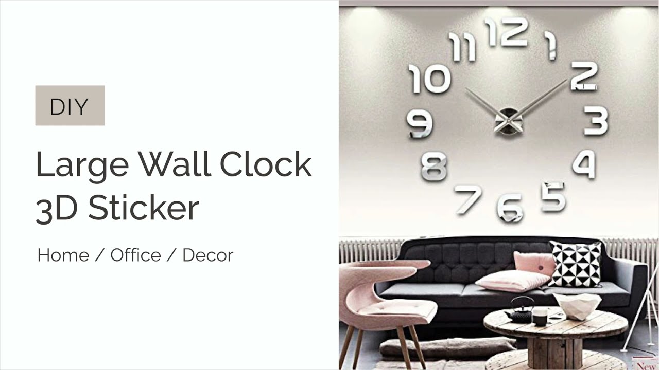 DIY Large Wall Clock 3D Sticker Home Office D&eacute;cor 3D Wall Clock   AL002S