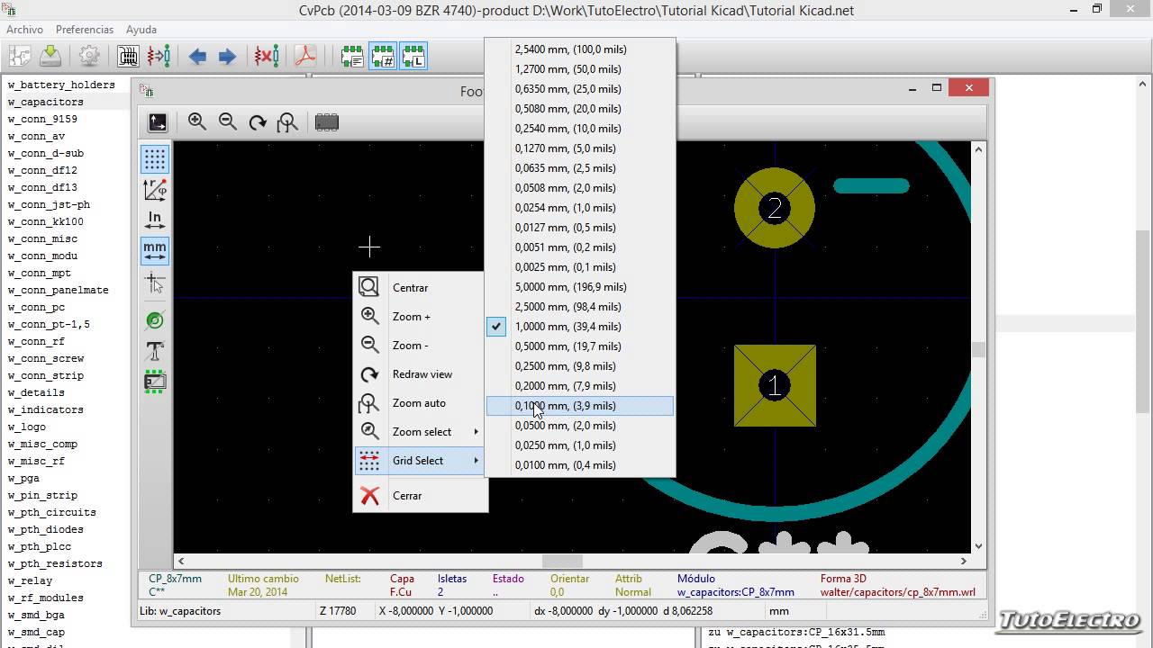 Tutorial Kicad 5, Asignaci&oacute;n de Footprints con CvPCB