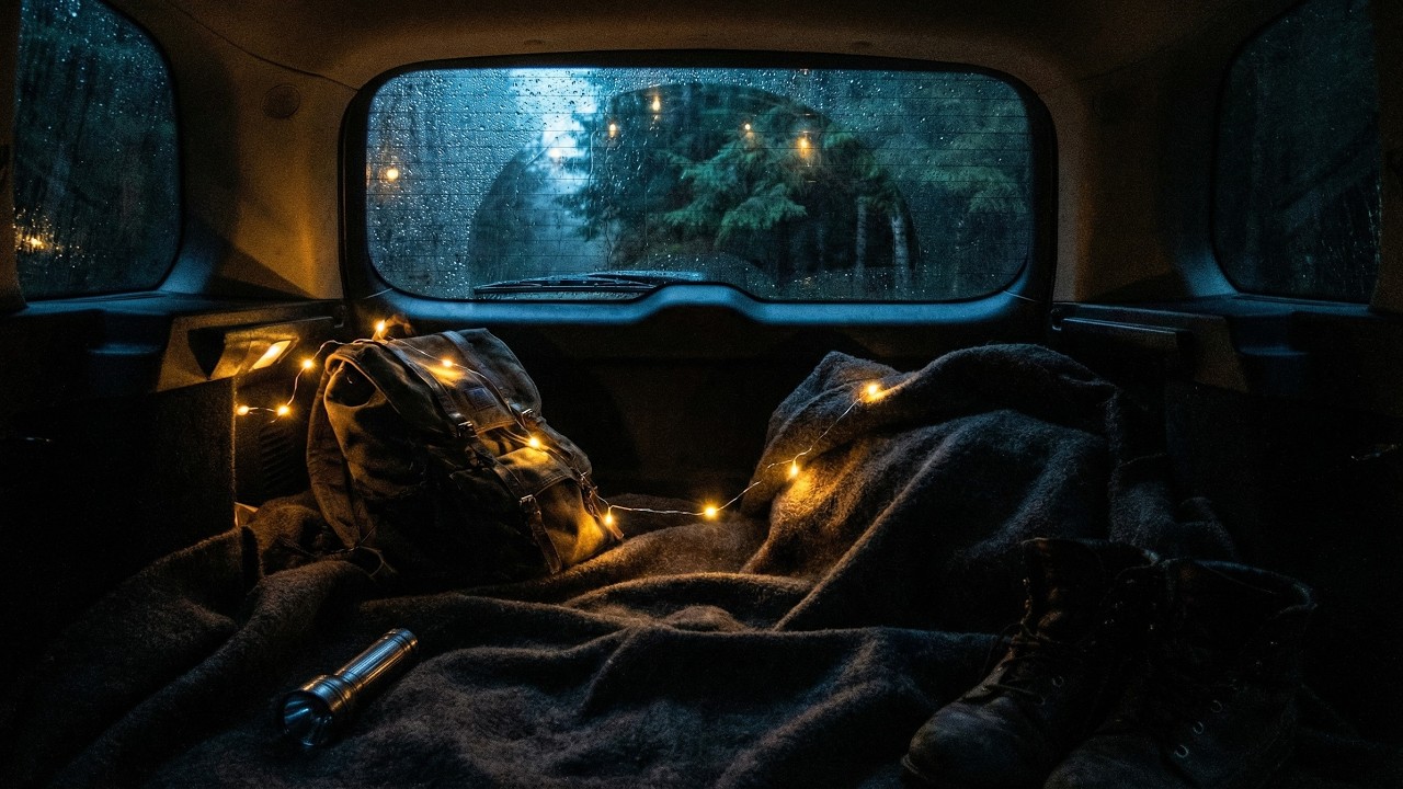 Heavy Rain on Car Roof | Cozy Forest Car Camping ASMR for Deep Sleep 8 Hours