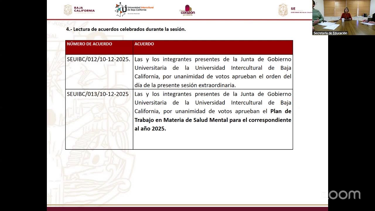 5ta Sesión Extraordinaria UIBC