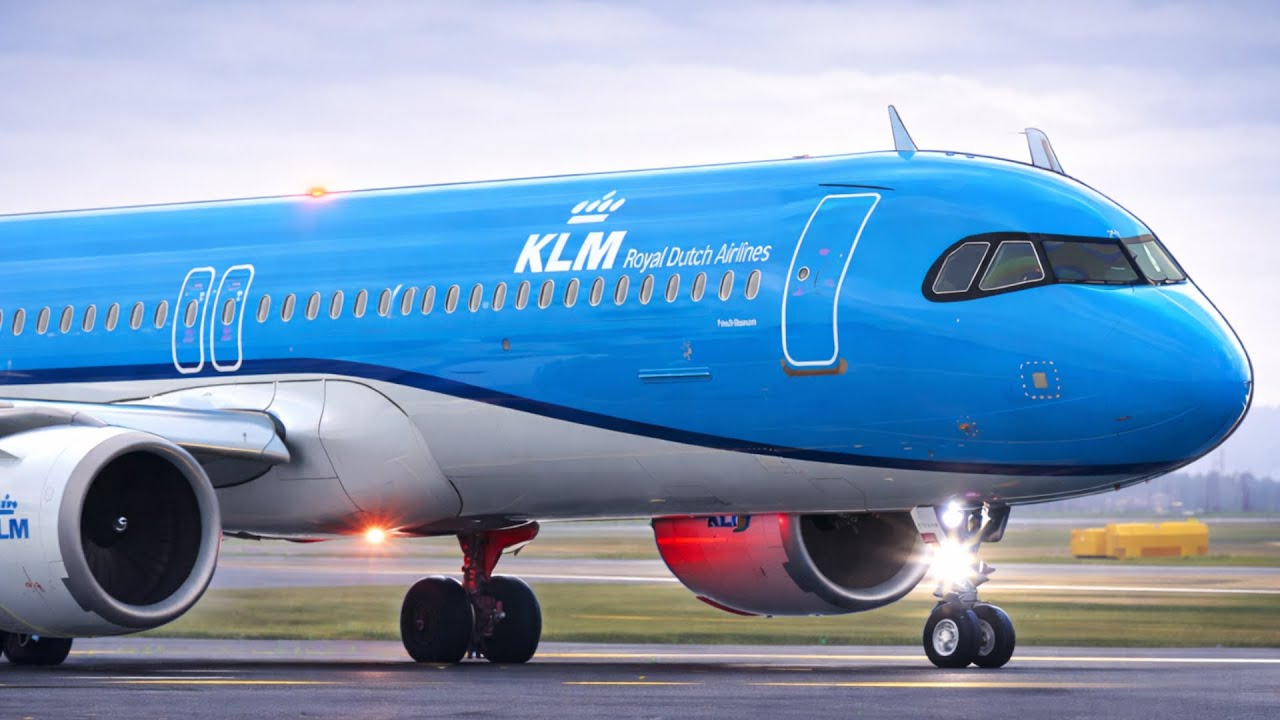 FIRST FLIGHTS Daytime KLM A321Neo Departing Newcastle Airport 4K