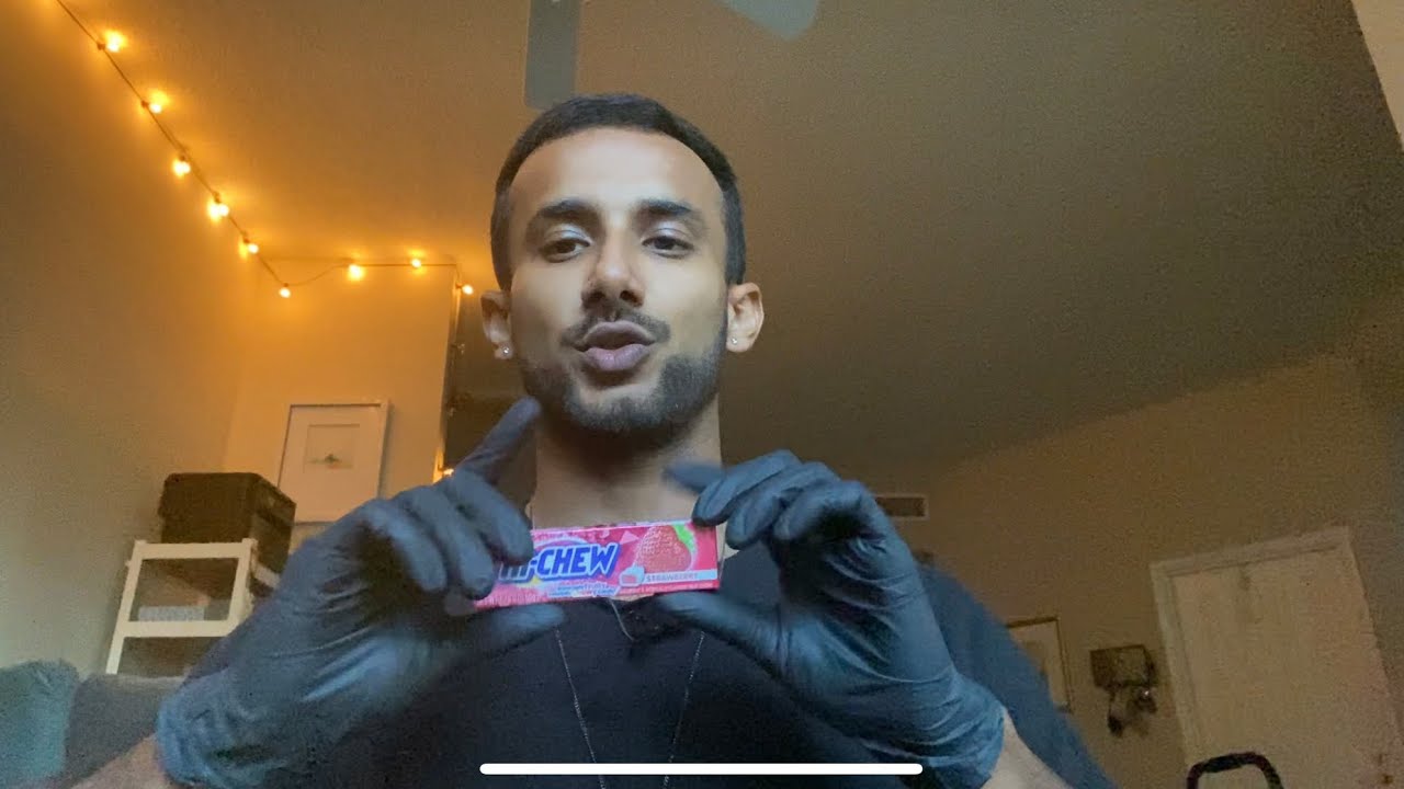 ASMR — Q&A with glove sounds, eating strawberry hi-chew candy (soft spoken)