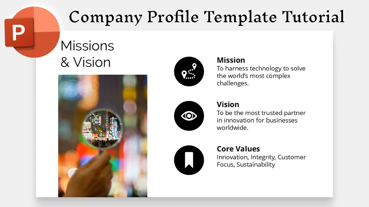 PowerPoint Section Zoom Corporate Presentation Tutorial | Part 3: Mission & Vision Slide
