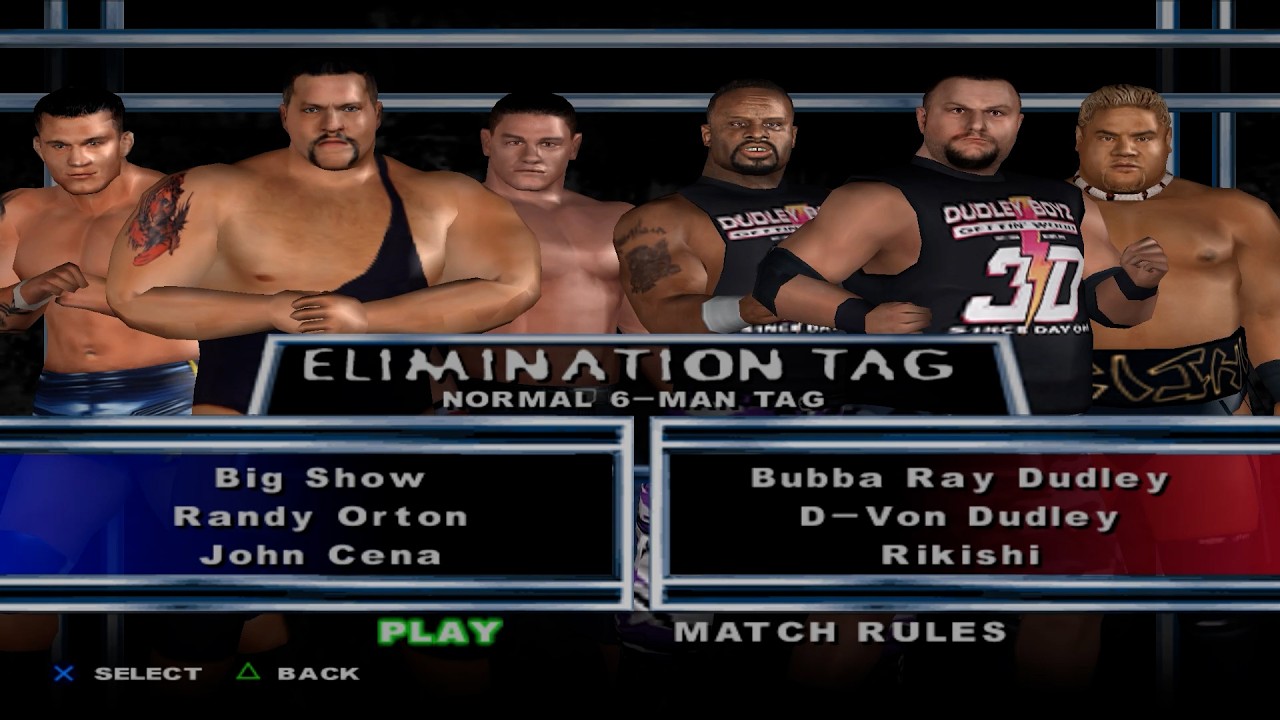WWE SmackDown! HCTP - BigShow,RandyOrton,JohnCena VS TheDudleyBoyz,Rikishi (ELIMINATION TAG)