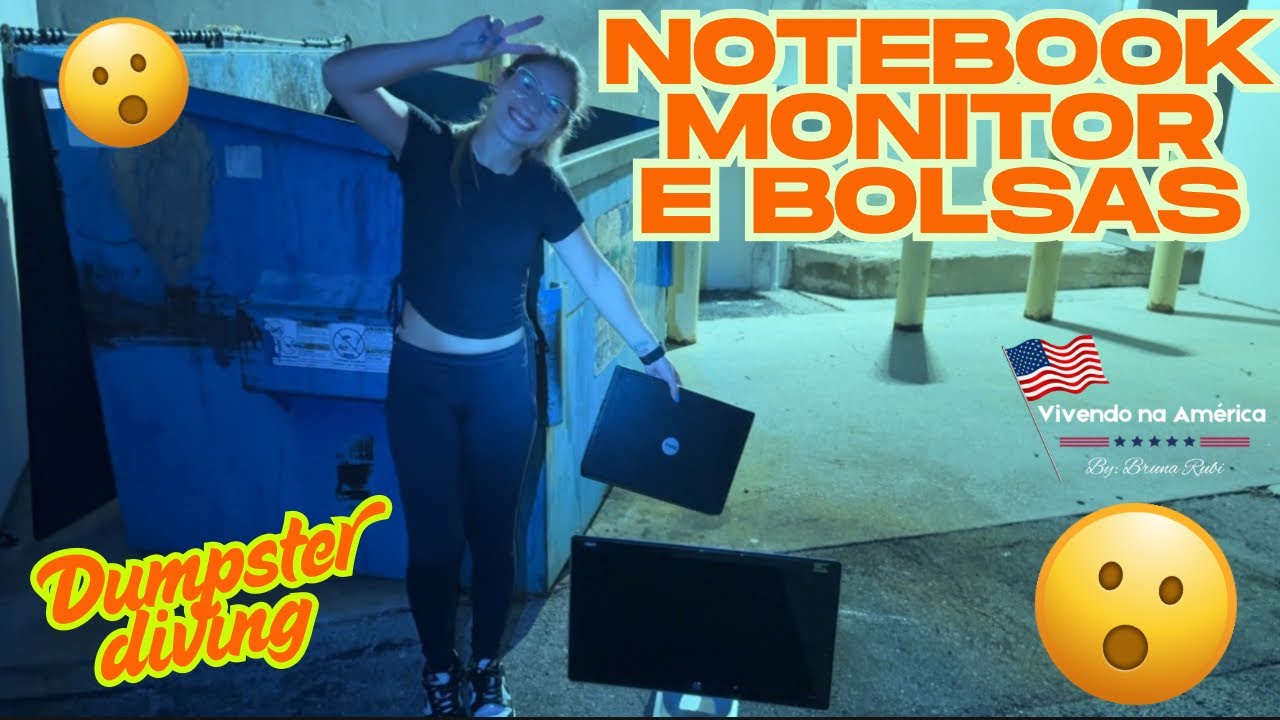 ENCONTRAMOS NOTEBOOK, MONITOR E BOLSAS NO LIXO! 😱 | Dumpster Diving nos EUA 🇺🇸