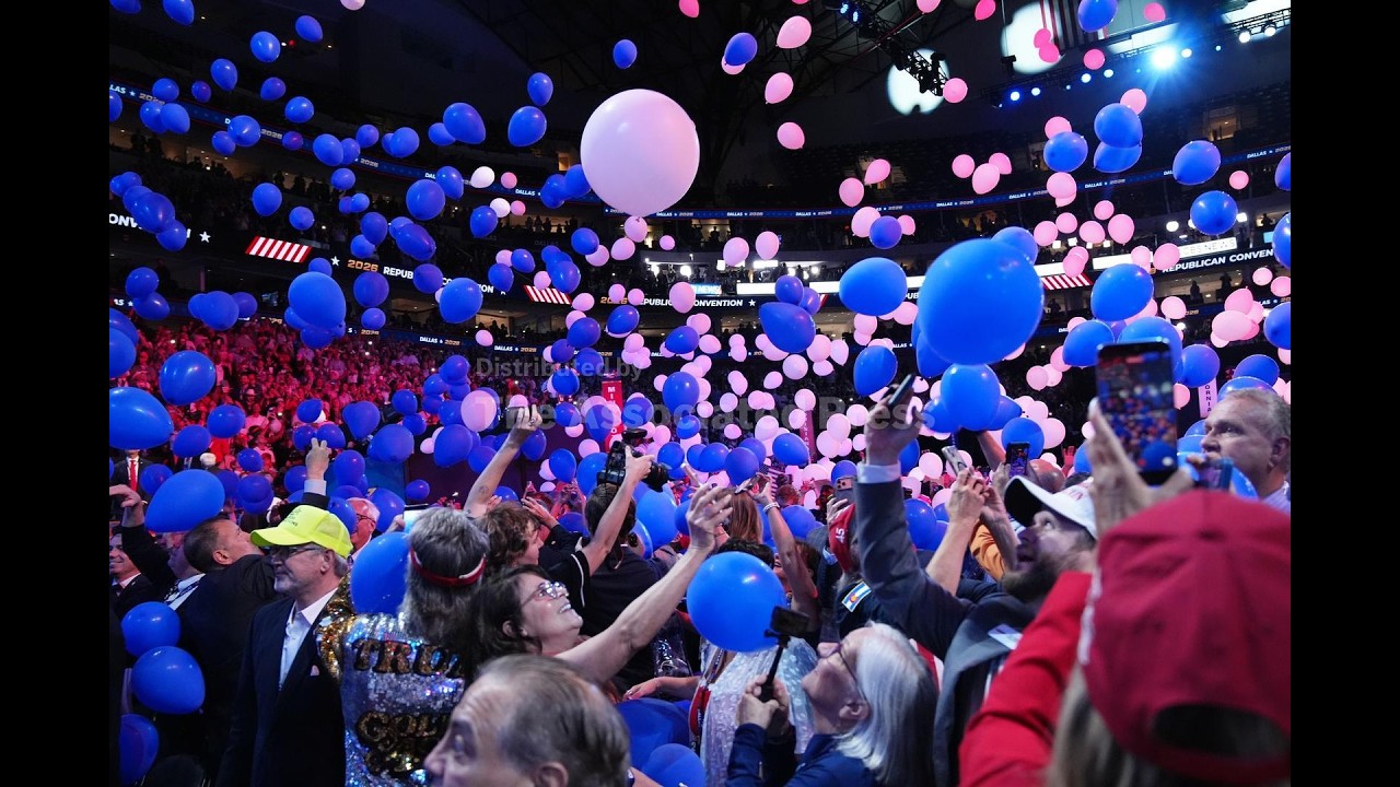 A balloon drop after Trump&rsquo;s speech marked the end of the  Republican midterm convention