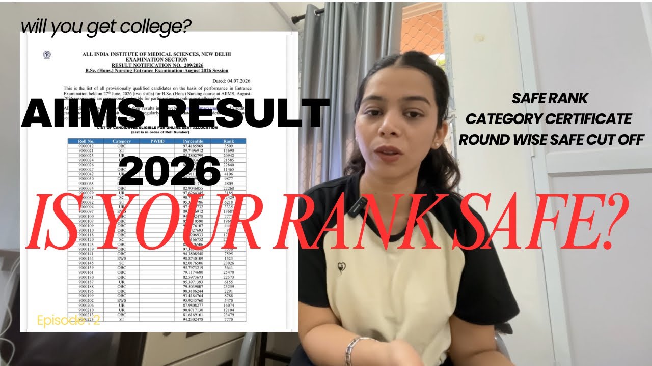 AIIMS BSC NURSING RESULT 2026 - SAFE RANK, CUT OFF & CATEGORY CERTIFICATE! WATCH NOW. #aiims #result