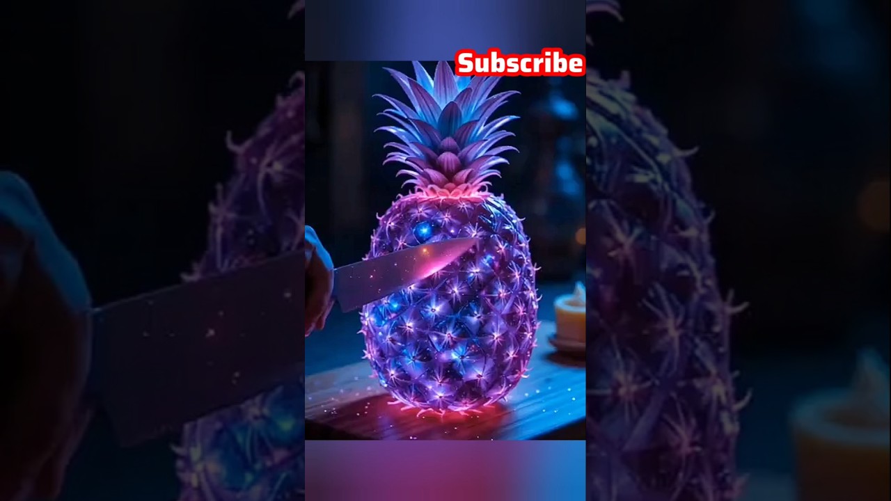 🍍✨Galaxy Pineapple Glass Fruit Cutting ASMR 🌌 |#ai #aiart #asmrsounds #asmr #aiasmr#satisfyingvideo