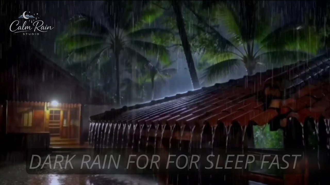 Cozy Dark Village Night Rain ASMR | Relaxing Heavy Rain Sounds