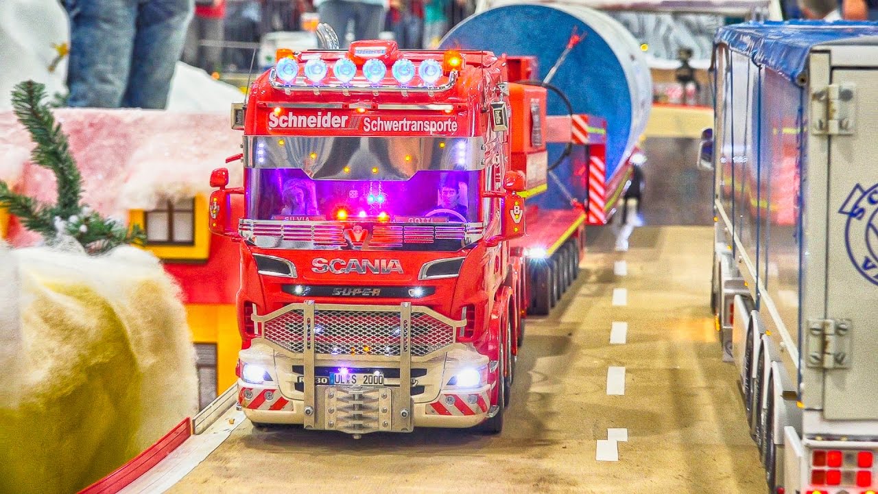 SCANIA HEAVY LOAD TRANSPORT WIND POWER PART RC MODEL SCALE 1:14 / Fair Leipzig Germany 2016
