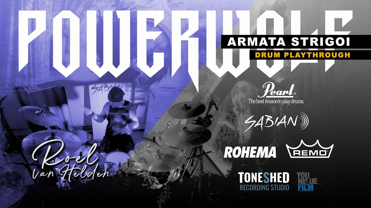 Live drum playthrough of the Powerwolf song Armata Strigoi by Powerwolf drummer Roel van Helden.
