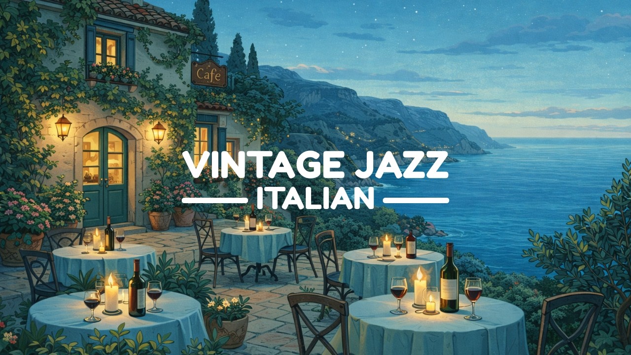 Mediterranean Café by the Sea | Italian Vintage Jazz Ambience | Relax, Study, Sleep