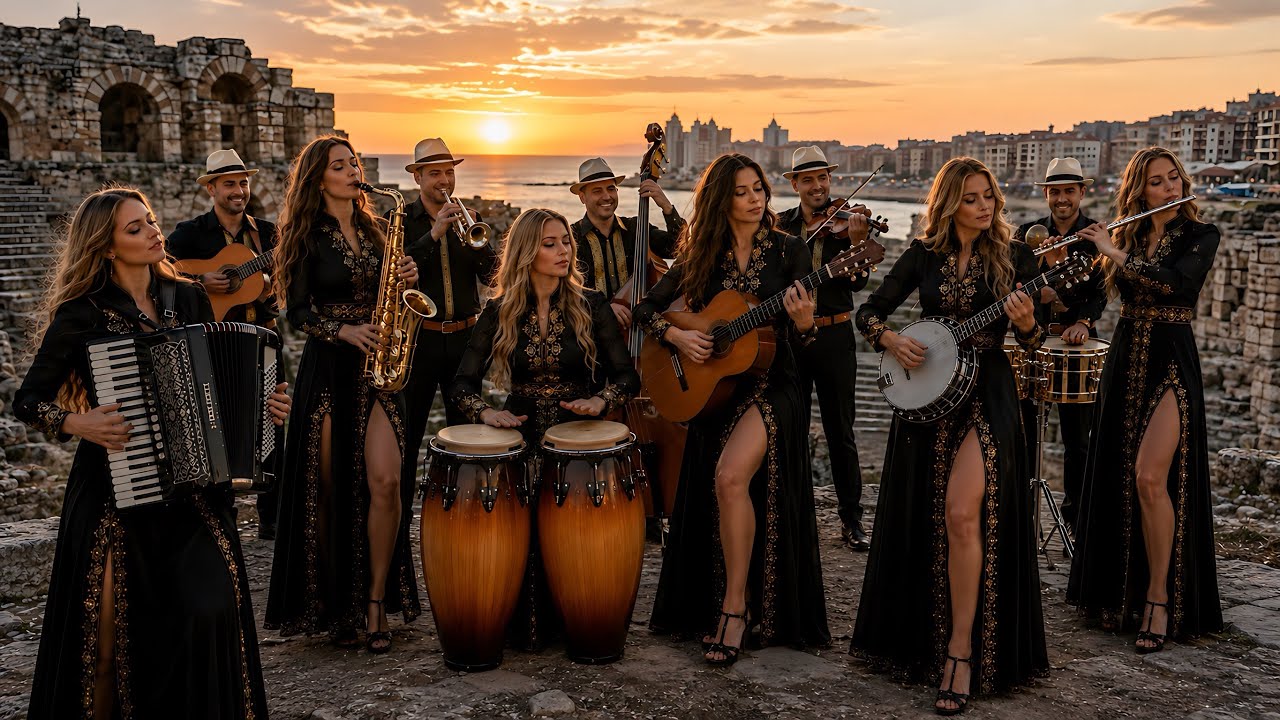 Mediterranean Sunset Rhythms | Golden Flamenco & Cha-Cha-Cha Fusion Accordion, Banjo, Sax & Flute