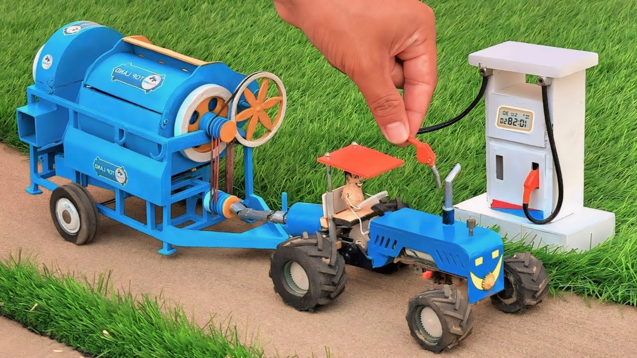 Mini tractor wheat thresher science project | diy tractor | @TopLand94
