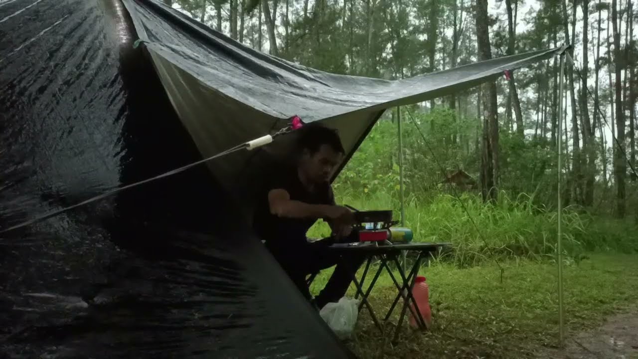 SOLO CAMPING IN RAIN 🌧️ASMR