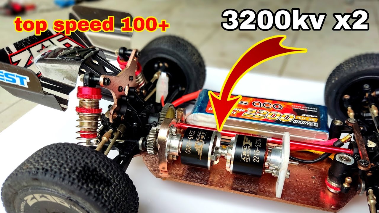 Modified wltoys 144001  with 2 3200kv brushless motors  โมรถบังคับใส่มอเตอร์3200kv 2ตัว แรงจัด!