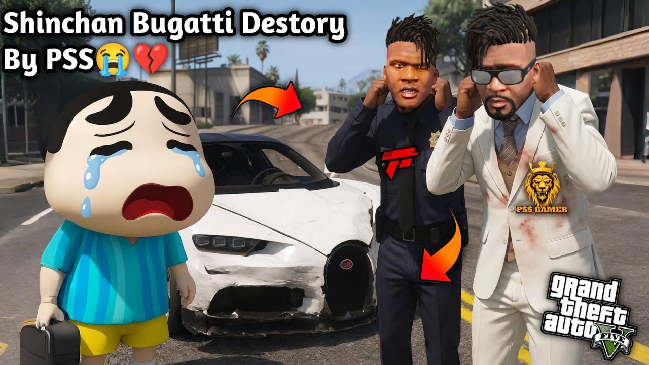 GTA 5: Franklin Saw Shinchan 's Rare Bugatti Car Destory By Pss Gamer💔😭PSS Say Sorry😰🙏🏻 Ps Gamester 