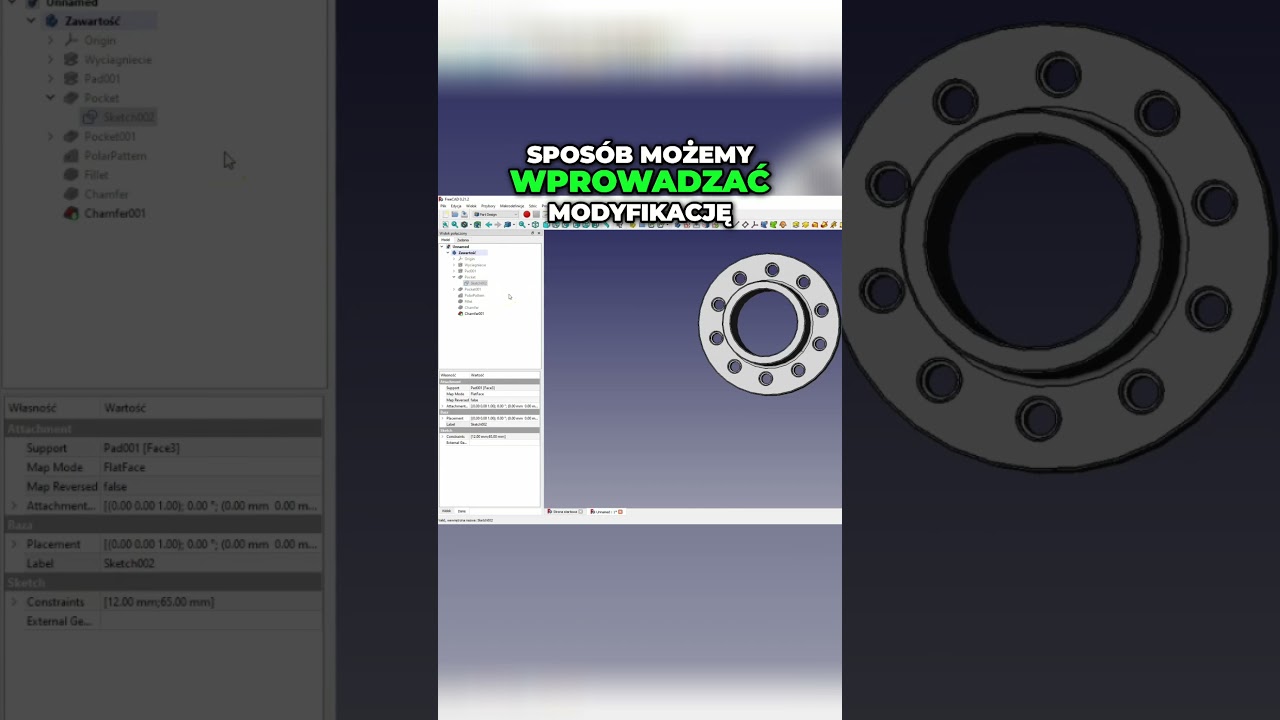 FreeCAD Modelowanie Oparte na Cechach i Parametrach