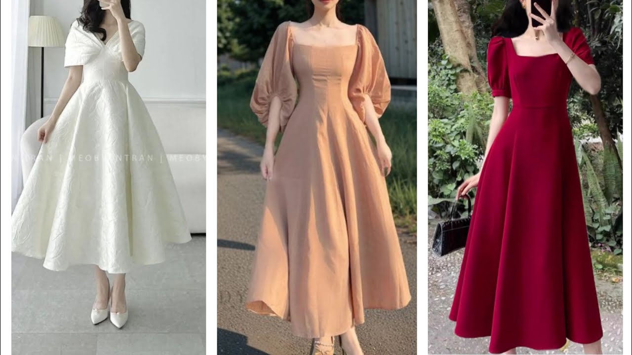 Very unique and elegant collection of square collar classic frocks for girls for formal events