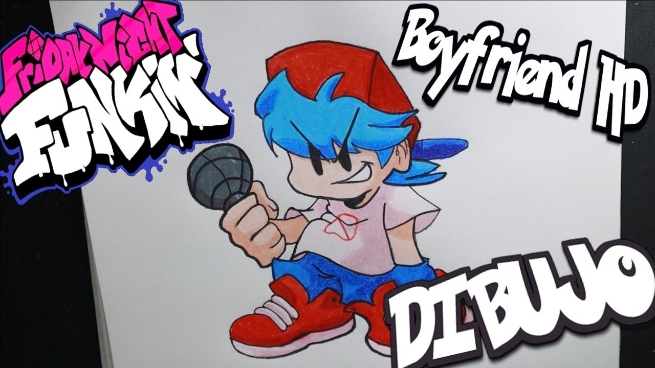 DIBUJO BOYFRIEND HD FNF | PASO A PASO| how to draw BOYFRIEND HD- friday night funkin - estilo HD