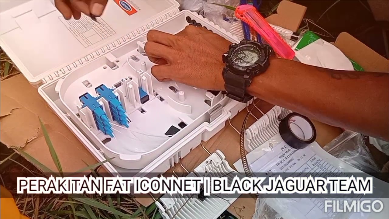 Cara merakit dan joint fat/odp iconnet #blackjaguarteam #pekerjafiberoptik