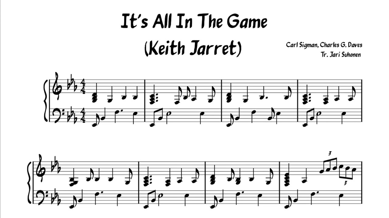 It's All In The Game - Keith Jarret (Transcription)