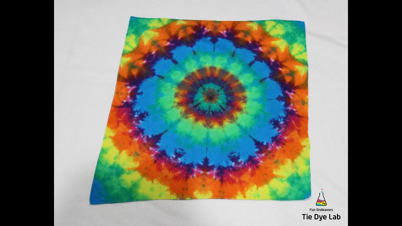 How To Tie Dye A Rainbow Star Flower Mandala Bandana -  Tying  Has Been Slowed Down