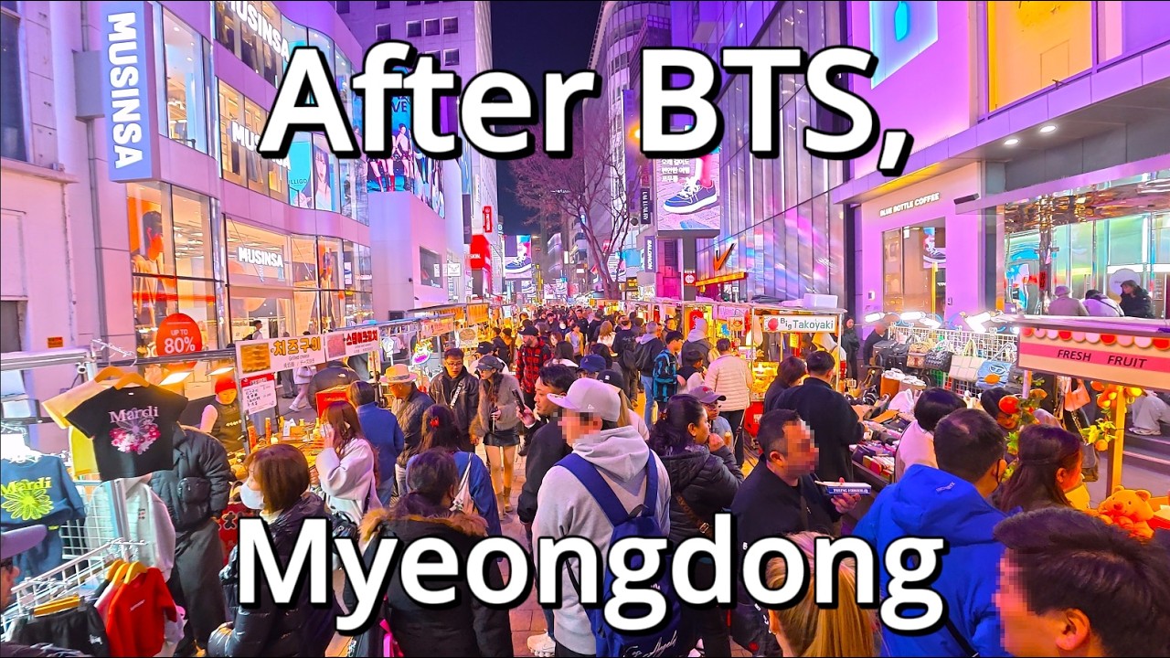 명동, BTS 컴백공연 그 후 4KㅣASMRㅣNOISEㅣAfter BTS, Myeongdong
