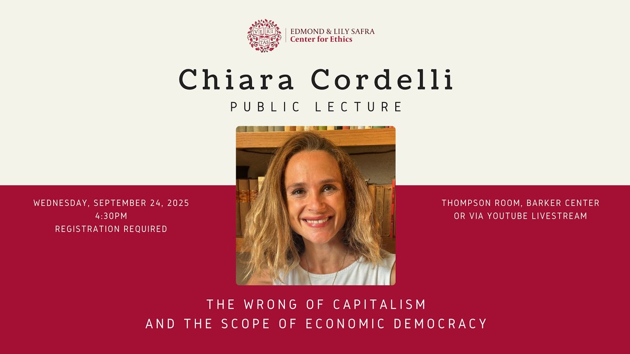 Public Lecture with Chiara Cordelli: The Wrong of Capitalism and the Scope of Economic Democracy