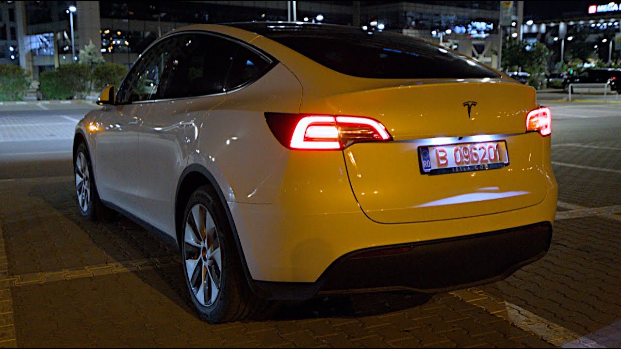 2023 Tesla Model Y Night Lights Interior Exterior