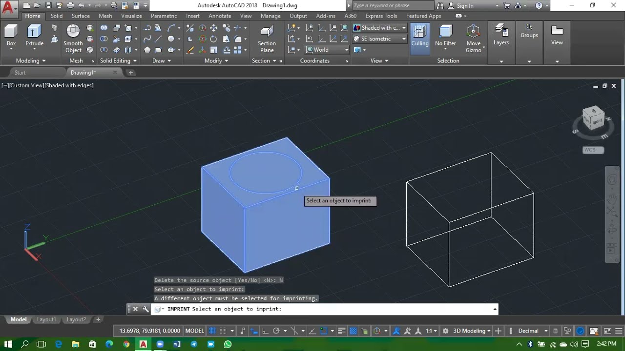 IMPRINT AND EXTRACT EDGES /AUTOCAD 3D/IIISERVICES/VENUGOPAL PORANLA