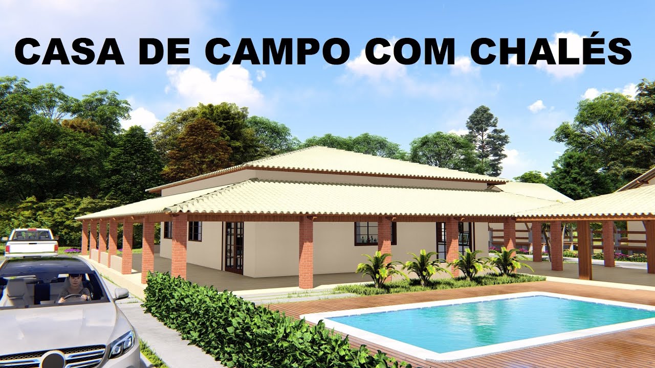 CASA DE CAMPO - CHÁCARA - Compre o Projeto na Descrição - P355