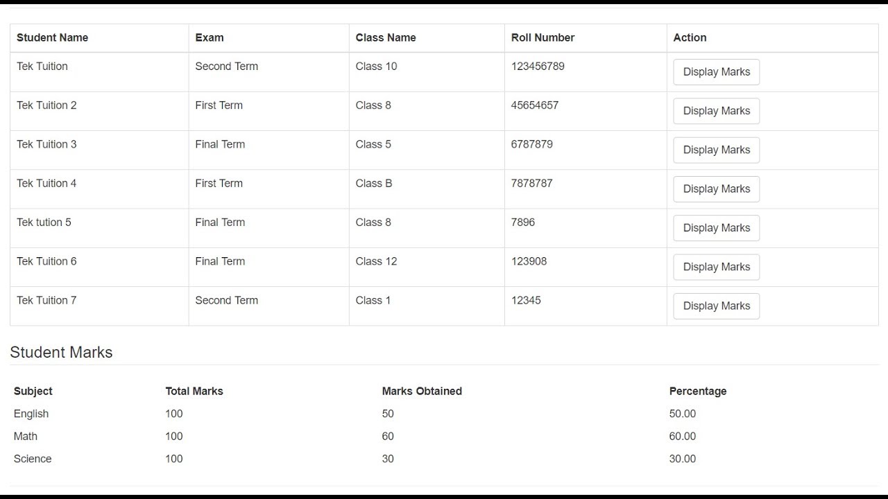 Student Exam Report Card in MVC Part 4