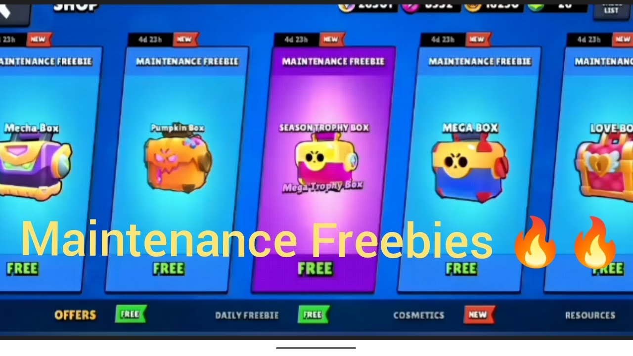 Maintenance Freebies 🔥🔥 | Freebies by Brawl stars | Mega box | Season Trophy Box | Mega trophy box |