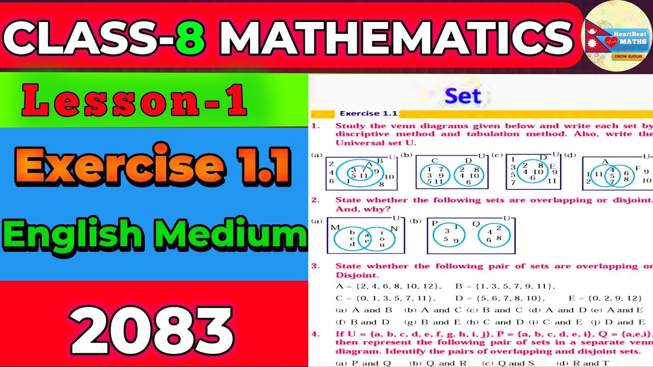 Class 8 Math Exercise 1.1 Solution English Medium | Class 8 Math Lesson 1 Set Exercise 1.1 Solution