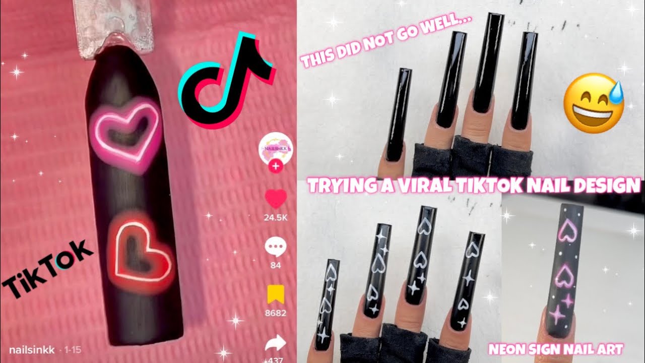 Пробую безумный вирусный дизайн ногтей из TikTok | Урок по созданию неоново-светящегося маникюра ...