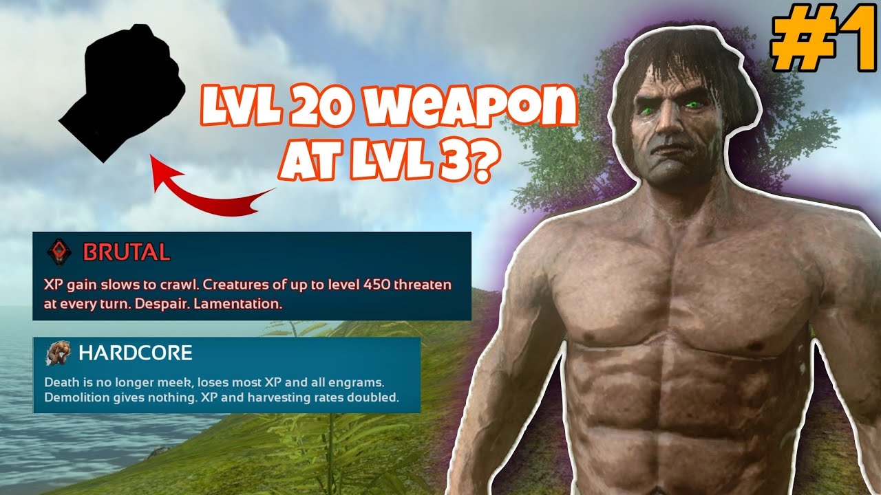 Ark Mobile Brutal 100 | I Got This LvL 20 Weapon At LvL 3 | Hardcore-Brutal | #1