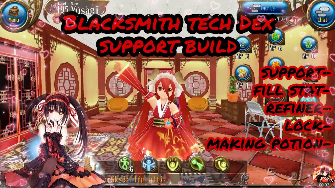 Toram online - blacksmith tech Dex support build fill stat, reffine 0-B, lock, make potion- - yusagi
