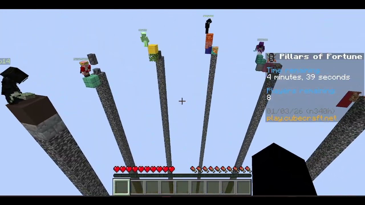 Playing Lucky Pillars on Cubecraft