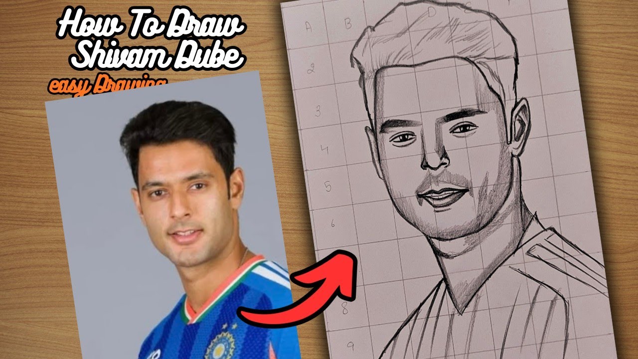 Shivam Dube Drawing Easy step by step | How to draw Shivam Dube Easy sketch | Ind vs pak Shivam Dube