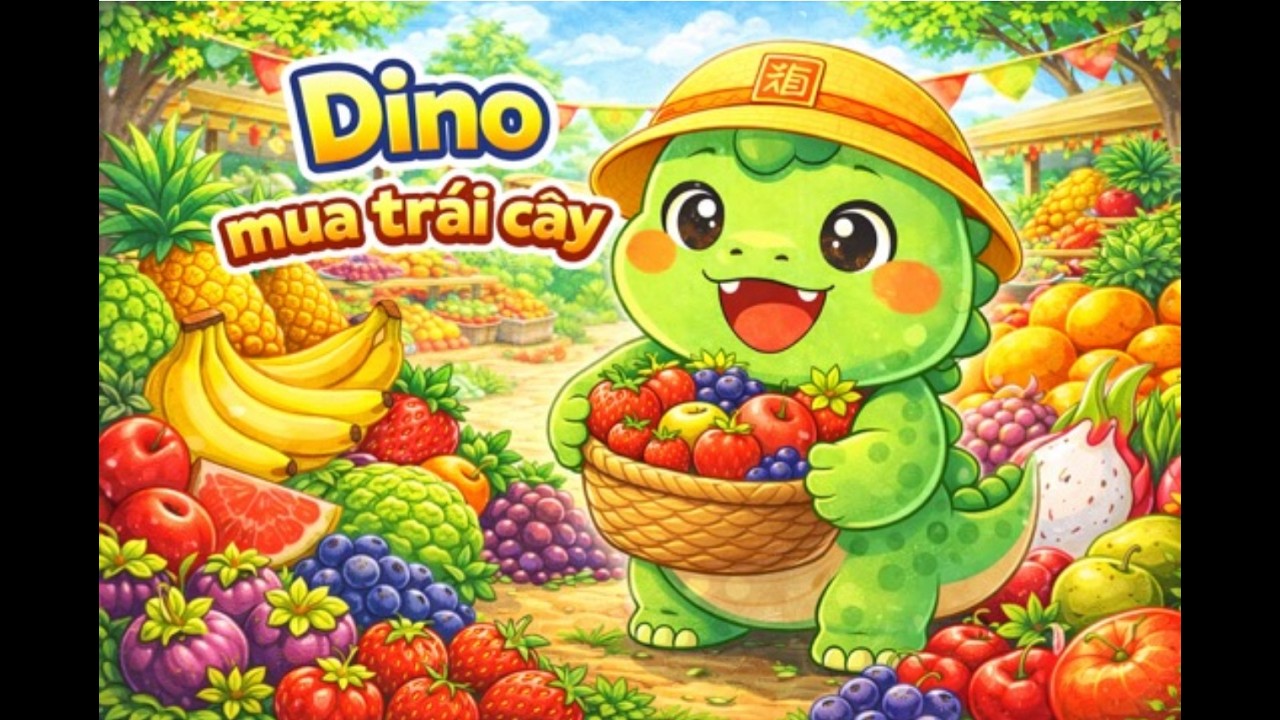 Bé Học Tiếng Trung Tên Các Loại Trái Cây 🍎🍌 | Dino Chinese | Dino Đi Mua Trái Cây