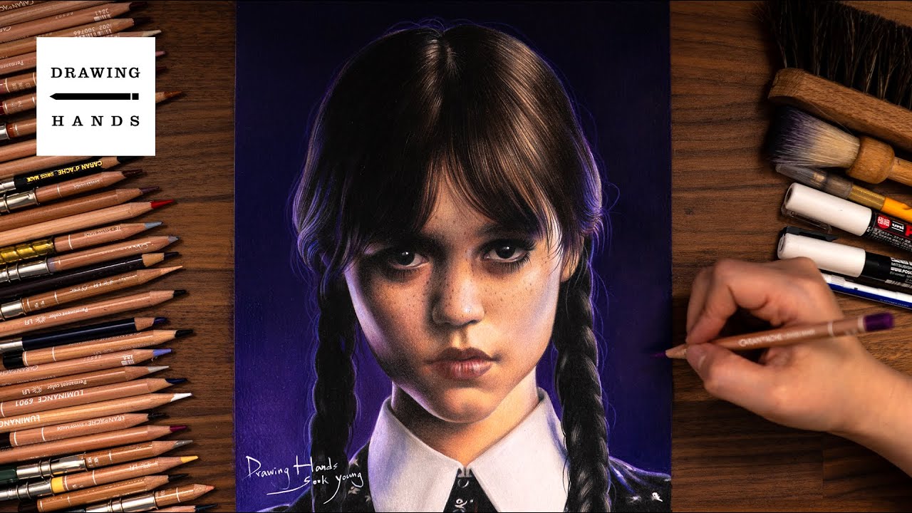 Drawing Wednesday Addams(Jenna Ortega) [Drawing Hands]
