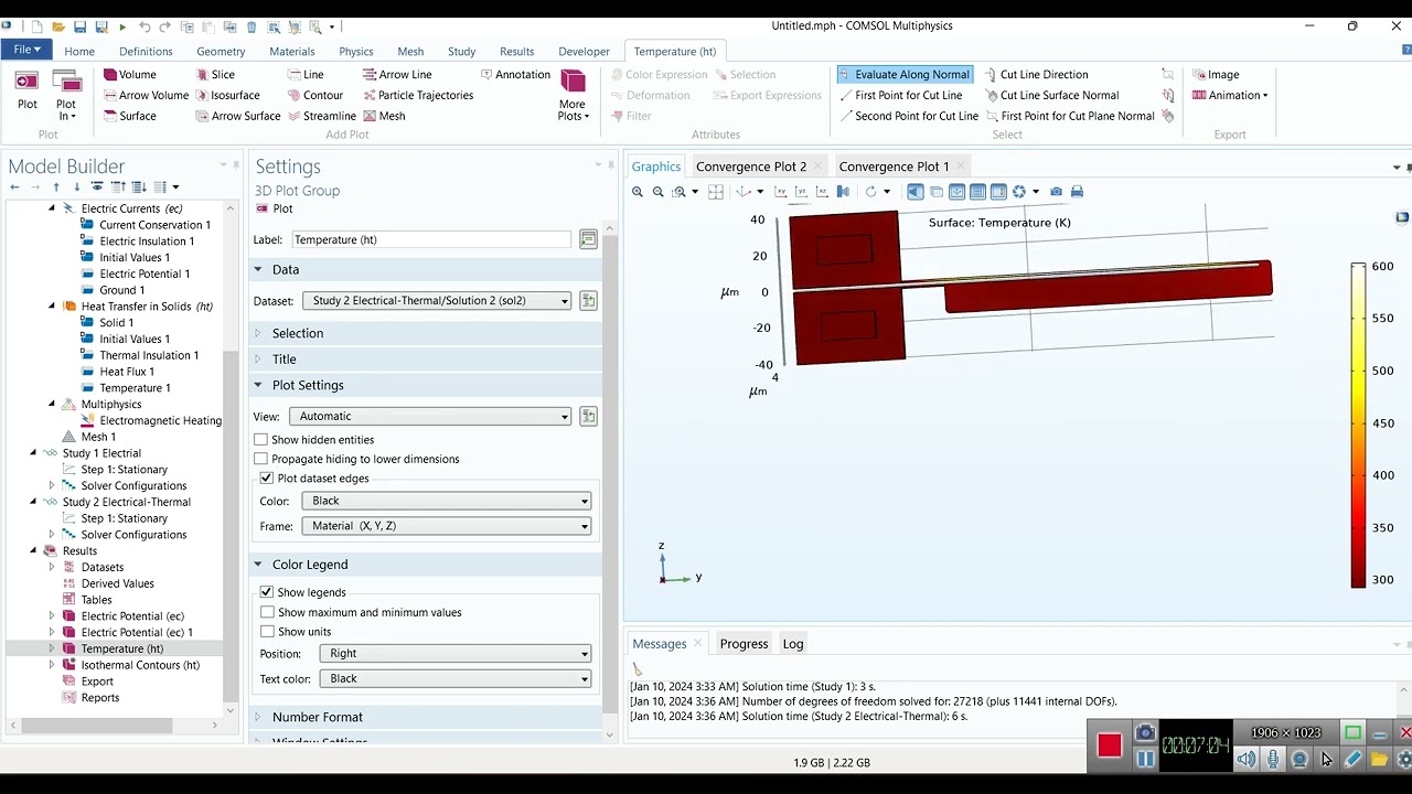 Thermal actuator in COMSOL