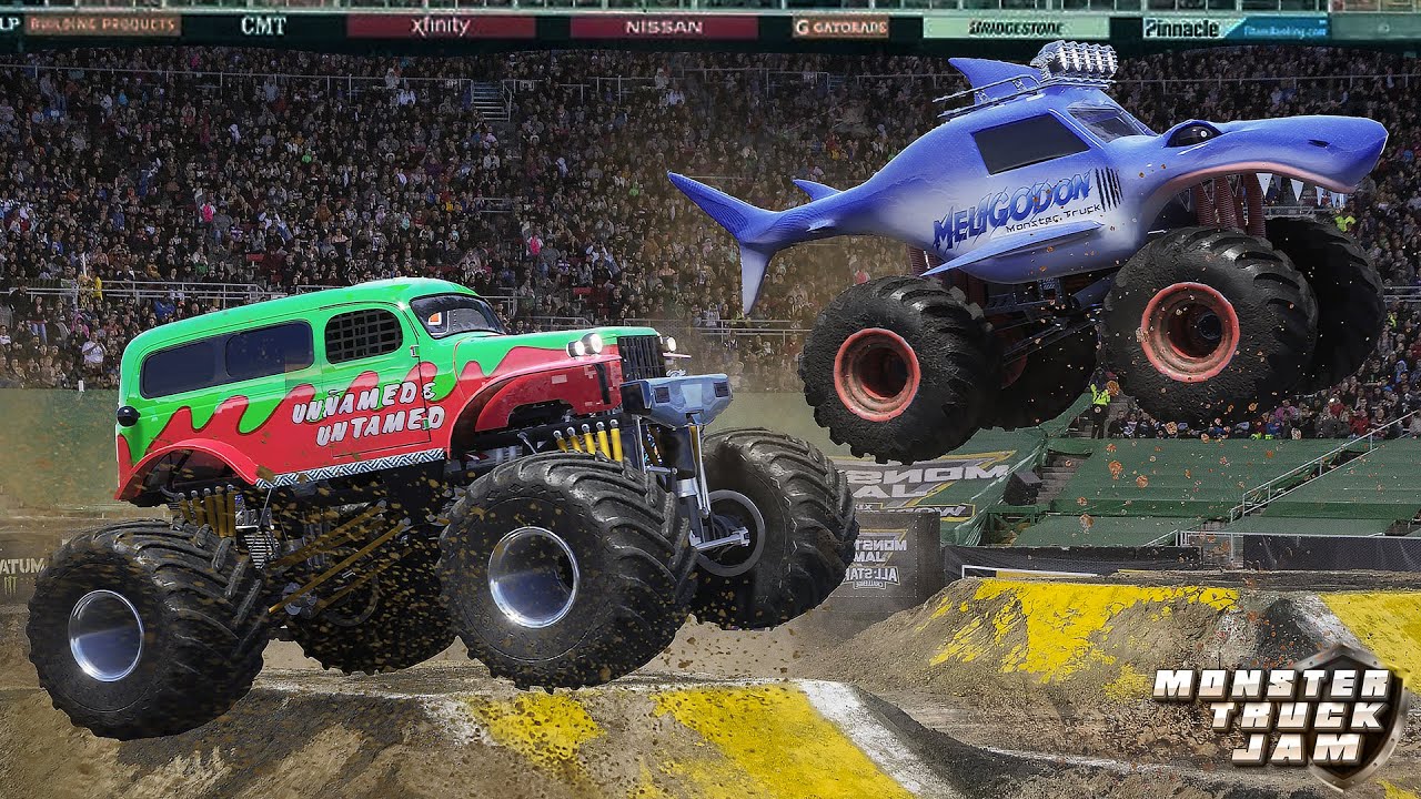 Who Will Win?! Megalodon, Grave Digger, Dragon & El Toro Loco Clash in Epic Arena Battle! 🏁🔥