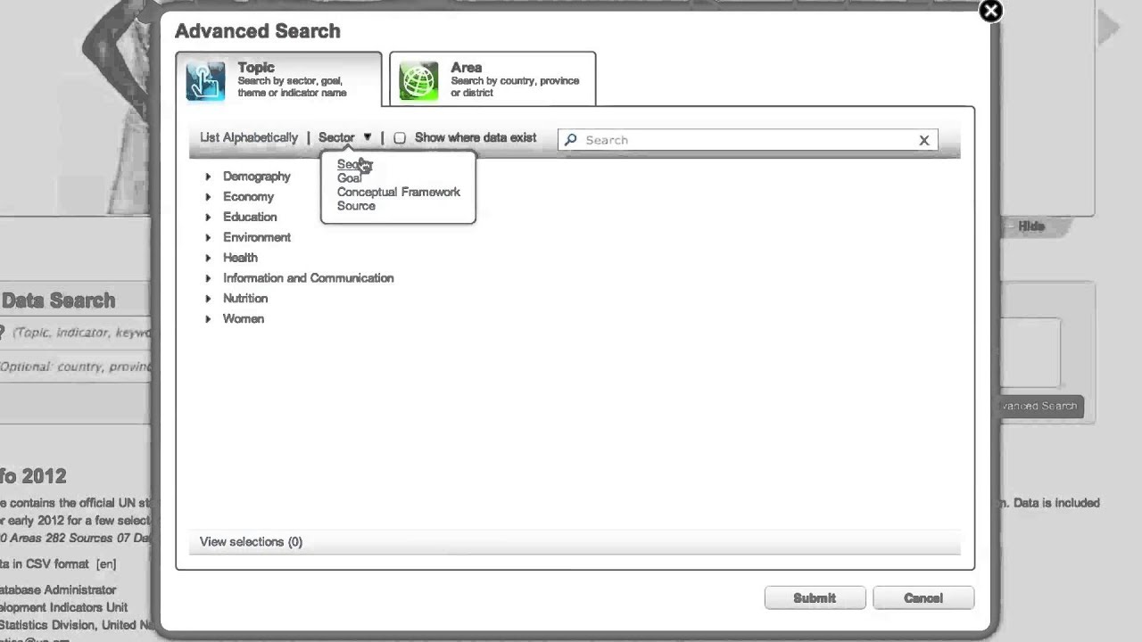DevInfo - Using Advanced Search