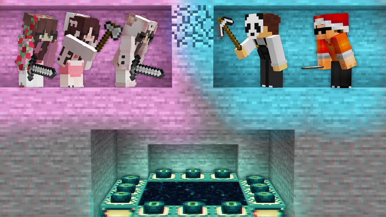 Minecraft Manhunt Race Мальчики против Девочек: Реванш