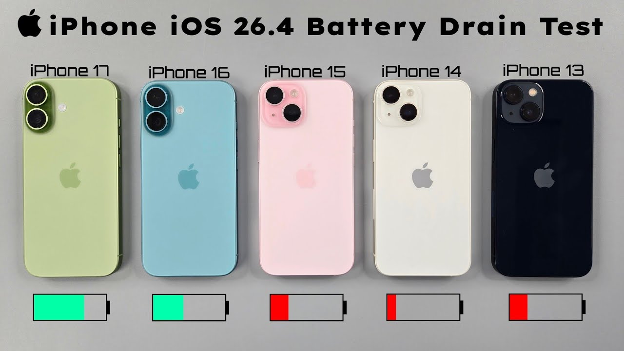 iPhone 17 vs 16 vs 15 - iOS 26.4 Battery Drain Test