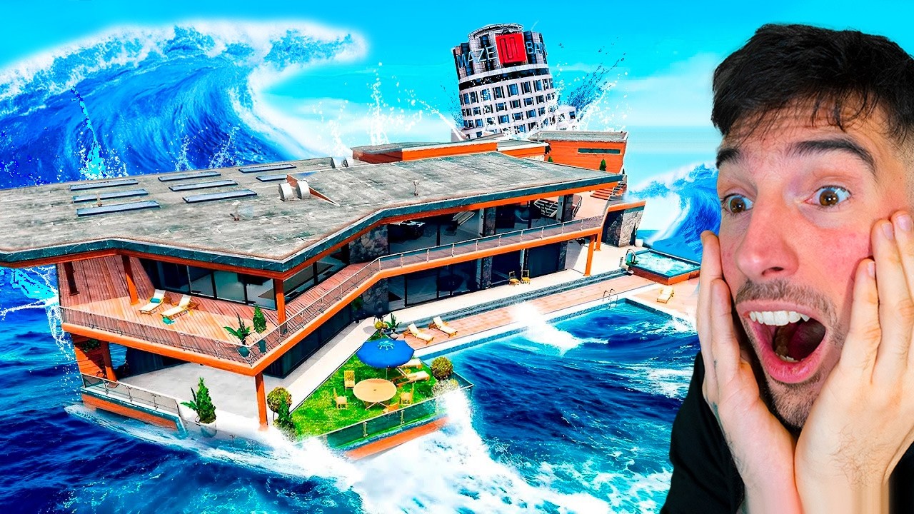 ATRAPADO en la CASA FLOTANTE en un TSUNAMI en GTA 5!