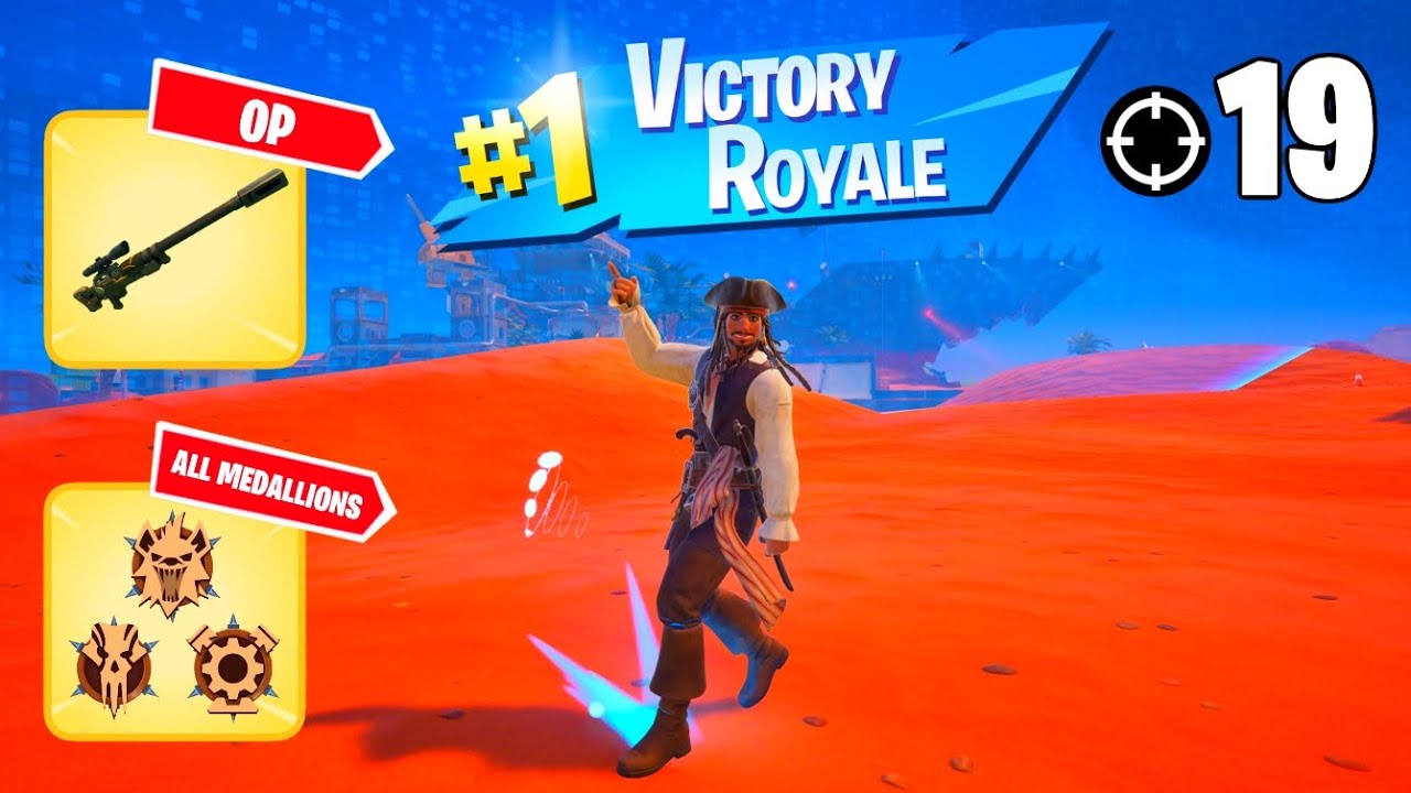 High Elimination Solo Win Gameplay | NEW JACK SPARROW | ALL MEDALLIONS | Fortnite Ch5 S3 Zero Builds