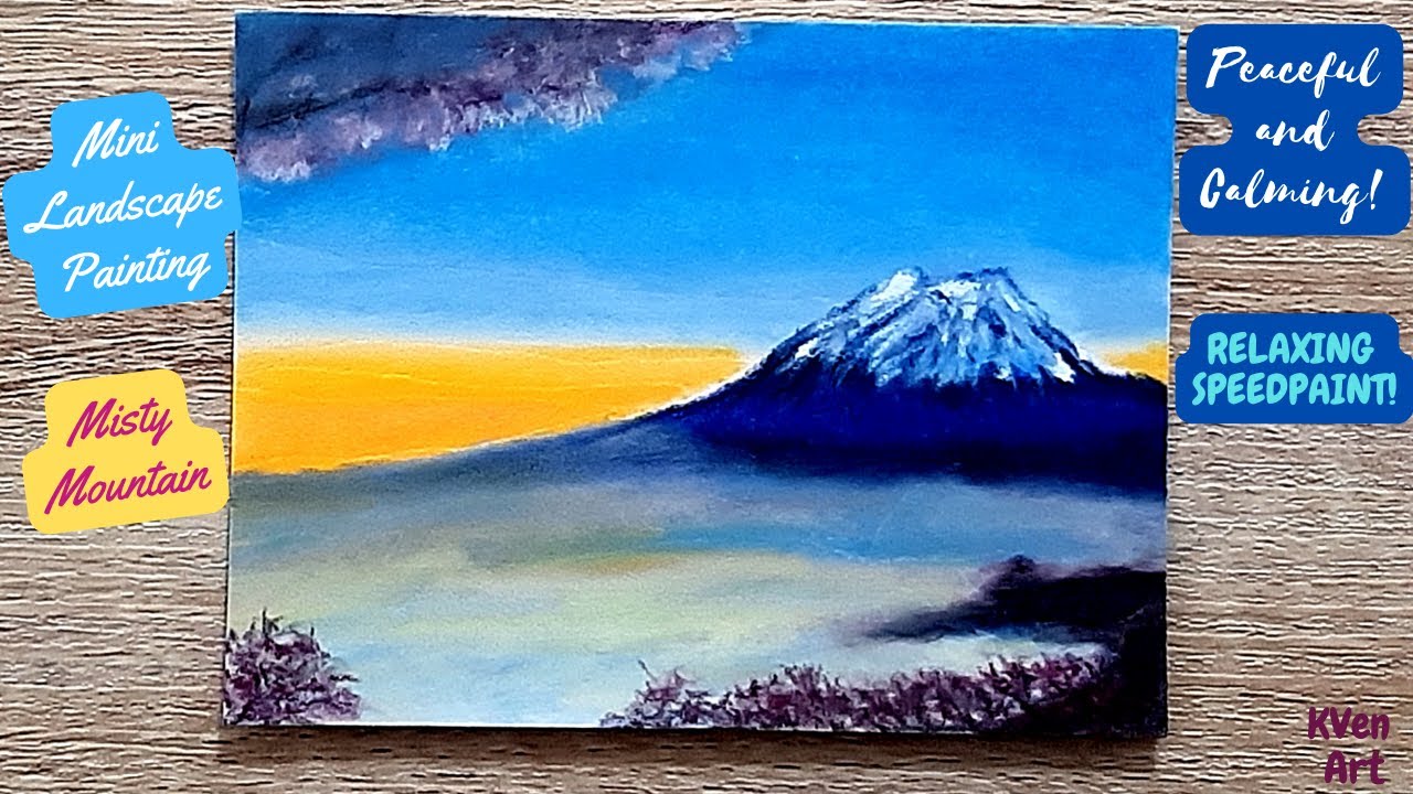 #011 Relaxing Misty Mountain Landscape time lapse painting in pastel pencils